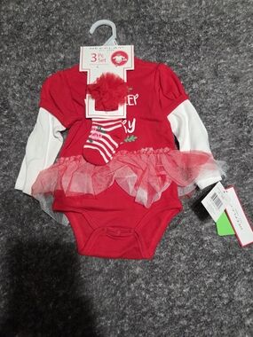Red Baby Girls' Tutu Bodysuit 3-Piece Matching Set